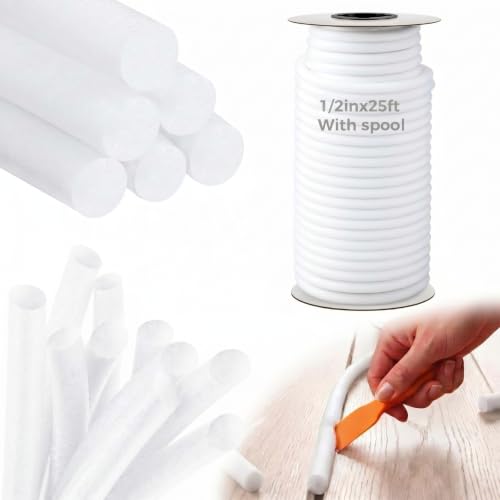 Image of MotiMind Foam Backer Rod for Gaps Joints,1 /2 Inch x 25 Ft,White,1 Roll | Caulk Saver Concrete Crack Filler, Weather Stripping Seal, Door Window Insulation, Backing Rod Expansion Joints