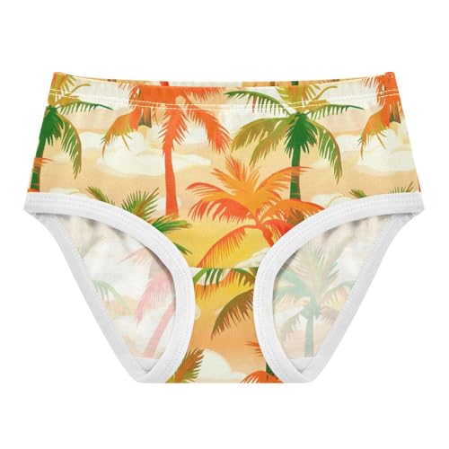 Joisal Cotton Toddler Underwear Floral Tropical Palm Trees Orange Panties for Girl Stylish Briefs Undies Kids 2t