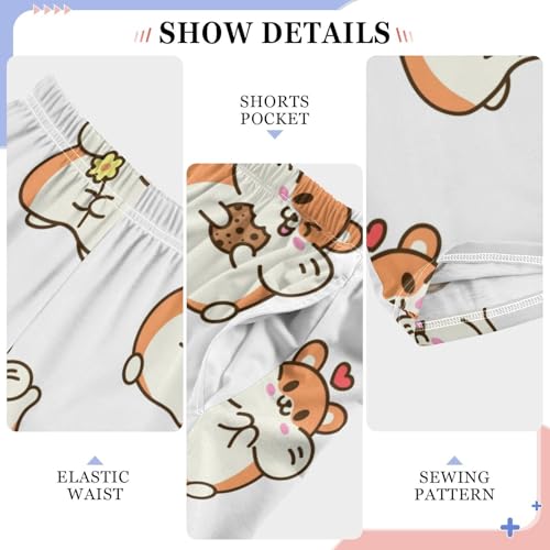 Cute Hamster Boys Pants Boys Athletic Pants Long Pant for Boy with Pockets Wide-Leg Size 6-14Y4