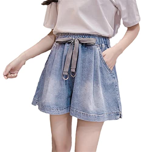 Short d'été en denim délavé confortable anti-serrage coupe évasée