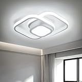 BEMMY Luminária de Teto, Lustre Quadradocom Holofote, Quarto, Cozinha, Sala de Estar, Decoração, Lustre Regulável 3 Cores de Luz Ajustáveis ​​85-265V(Branco)