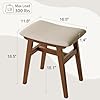 Muwuele Solid Wood Vanity Stool, Compact Makeup Chair with Saddle Cushion, Linen-Covered High Rebound Sponge Seat, Easy Assembly Footstool for Bedroom, Entryway, Home, Walnut