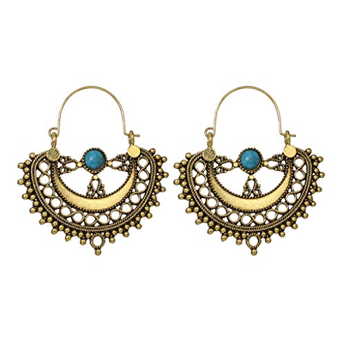 Boucles d'oreilles creuses turquoise et anneaux de nez semi-circulaire rond