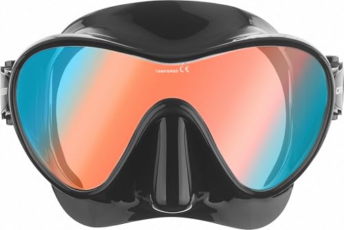 CRESSI F1 - Rahmenlose Maske F1 oder Combo Set Rahmenlose Maske + Schnorchel Dry zum Tauchen und Schnorcheln, Einheitsgröße, Unisex - Schwarz/Blau Ultravision Linse