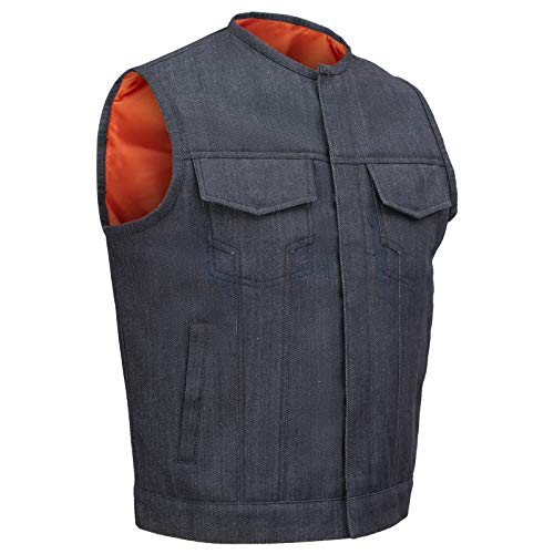 Nesko Sports Cut Off Blue/Black Denim Mens Womens Vest Waiscoat (Black, 2Xl) #TOP1