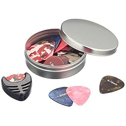 broke Médiators Celluloïd 0.46-1.20mm 25 pièces + Porte Médiator avec Boîte Métal - Les Beatles, Paul McCartney, John Lennon, RIngo Starr, George Harrison