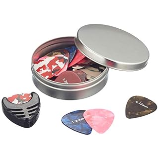 broke Médiators Celluloïd 0.46-1.20mm 25 pièces + Porte Médiator avec Boîte Métal - Les Beatles, Paul McCartney, John Lennon, RIngo Starr, George Harrison