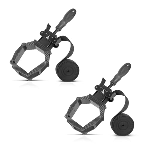 STAHLWERK 2 x Rahmenspanner | Winkelspanner | Bandspanner | Eckspanner | Spannhilfe mit 4 Spannbacken und 4 m Nylongurt