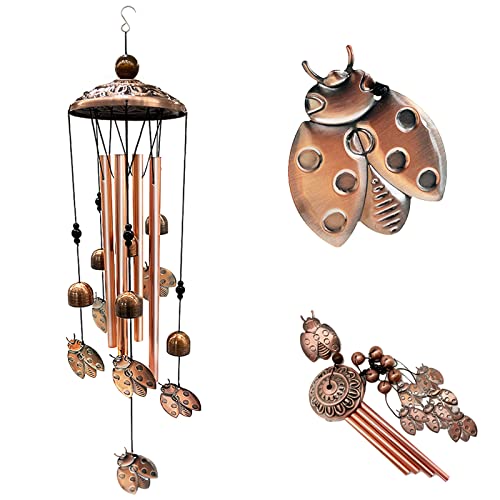 Wind Chimes Outdoor Decor, Retro Wind Chime Outside Gifts For Mom Gifts Windchime Yard Garden Outdoor Patio Decorations Deep Tone Melody Memorial Wind Chimes For Outside Home Decor (Ladybug) #TOP5