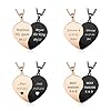 Zysta Customized Heart Puzzle Matching Necklaces for Couples Boyfriend Girlfriend Women Men Yinyang Couples Necklace Pendant Engraved Stainless Steel Yinyang Pendant Jewelry Gift Set #1