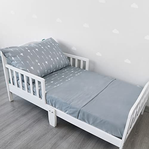 Image of Biloban 3-Piece Toddler Sheet Set Microfiber, Toddler Bedding Set Includes Crib Mattress Sheet, Flat Sheet and Envelope Pillowcase, Silky Soft, Breathable and Lightweight, Arrow