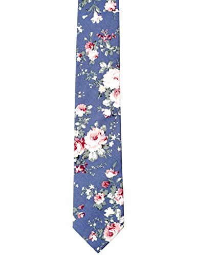 Image of BELLUNO Men's Cotton Floral Skinny Tie, 2.5 inch Width, with Gift Box