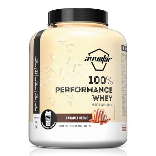 Image of avvatar PERFORMANCE WHEY PROTEIN | 2Kg | Caramel Creme Flavour | 26g protein | 57 servings