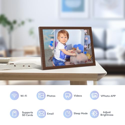 10.1" WiFi Digital Picture Frame, 1280x800 IPS HD Touch Screen, Smart Electronic Photo Frame, 16GB Storage, Auto-Rotate, Easy Setup to Share Photos or Videos Remotely via App and Email – Image 4