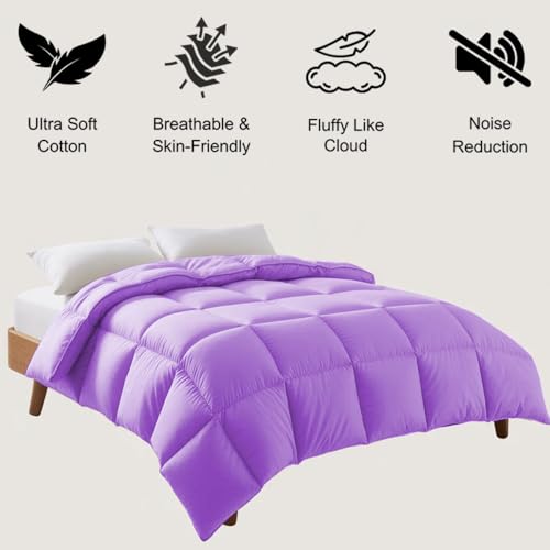 Image of Eastern King Size Comforter Set - All Season Down Alternative Bedding Comforter Set - Quilted Duvet Insert with Corner Tabs - Box Stitched Blanket - Breathable, Soft - Lavender