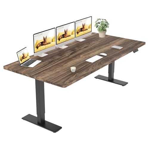 SANODESK Höhenverstellbarer Schreibtisch 200×80 cm – Elektrischer Sitz-Steh-Tisch mit Dualmotor, Großer Arbeitstisch für Büro & Home Office(schwarz+braun)