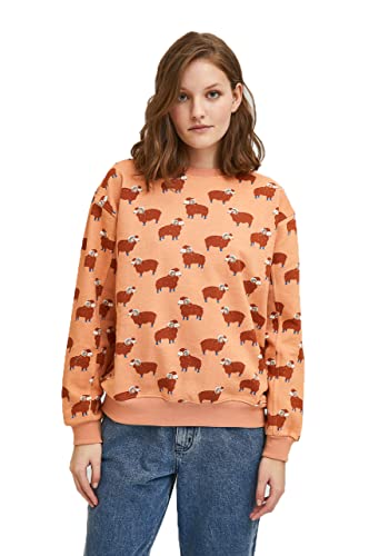 Compania Fantastica Sudadera de Algodón con Estampado Animal de carneros FA21SEV08, melocotón, 36