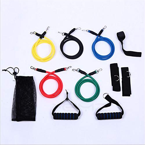 Xemz Resistance Bands Set with Pouch - Anti Snap, Heavy Resistant Tube Band Set Comes with Door Anchor Attachment, Legs Ankle Straps - Weights Exercise, Fitness Workout