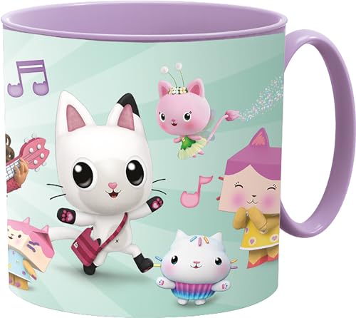 Golddunes Cartoon Kids Character Cute Mini Tiny Mug 265ML Drinking Re-Usable Plastic Cup Microwave Safe 7.5cm x 7.5cm (Gabby's Dollhouse Pink)