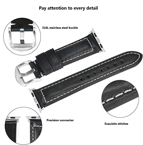Image of HUAFIY Compatible for Apple Watch Bands 42mm 44mm45mm46mm 49mm 38mm 40mm41mm, Genuine Leather Band Strap for iWatch Series 11 /10 /9 /8,7,6,5,4,3,2,1, Ultra3 2 1