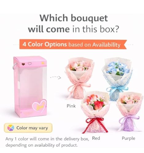 Image of Yadava Artificial Red Rose Flower for Valentine Day Gift Romantic Gift for Girlfriend Boyfriend Husband Wife | Cute Star Keychain, Message Bottle & Love Cards in Premium Gift Box (Pink Bouquet)