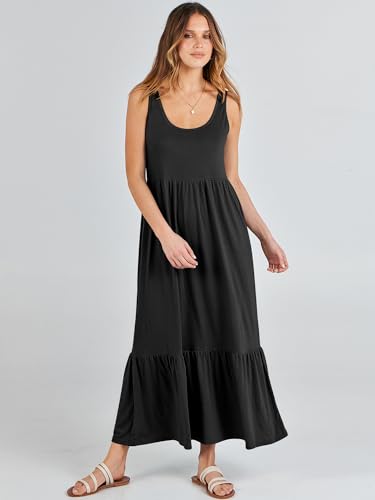 ANRABESS Women's Summer Sleeveless Maxi Sundress Swing Casual Flowy Tiered Shirts Dress Beach Travel Vacation Outfits2
