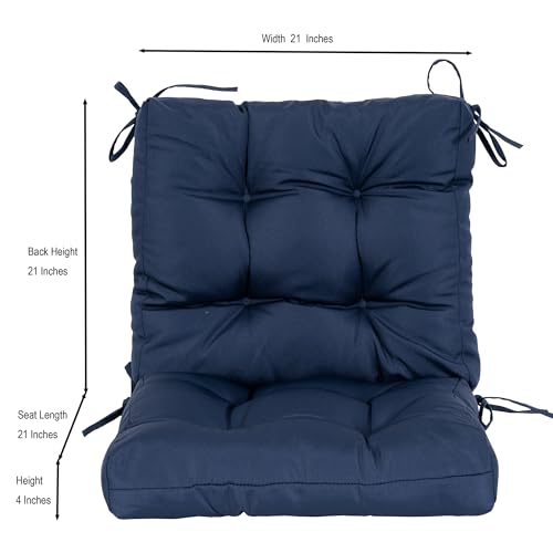 Image of QILLOWAY Outdoor Chair Cushion for Patio Furniture, Waterproof Patio Cushions Set of 4 with Ties, Fade Resistant Replacement Pads for Outdoor Rocking Chairs,Navy