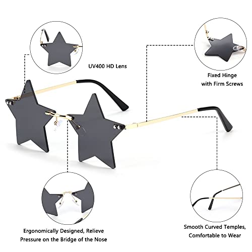 Rimless Star Shape Sunglasses Trendy Sun Glasses for Women Men Party Glasses Pentagram Eyewears(One Size,purple)4