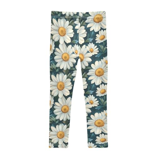 Girls Leggings Daisy Flower Leaves Soft Toddler Leggings for Girls Kids Pants Size 4T-10T2