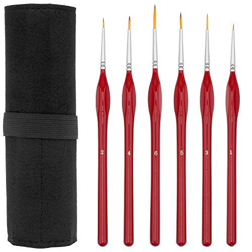 BOSOBO 6pcs Miniature Paint Brushes Detail Set, Fine Tipped Small Artist Paintbrushes for Acrylic Oil Watercolor Painting, Rock, Micro Model, Craft, Not for Children Under 8 Years