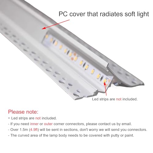 Canal lineal de aluminio para LED difusor de tira de riel y moldura de techo interior 6