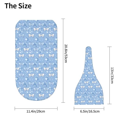 Image of Light Blue Bows and Hearts Newborn Swaddle Blankets Hat Sets Soft Baby Receiving Blanket Swaddle Sack for Baby Shower Infant Boy Girl Gift