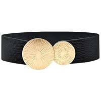 LIUYIDM Ampie Cintura Elastica Donna con Fibbia per Abiti Vintage Cintura Donna Retrò Cintura Nera per Vestito Soprabito Jeans (oro)