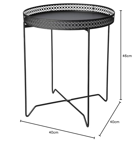 Table ronde en métal noir comme bout de canapé discret