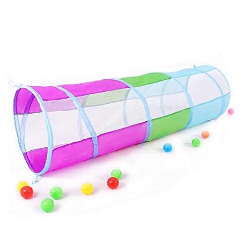 Kids Play Tunnel for Toddlers, Crawling Tunnel for Girls, Boys, Cat or Dogs, Indoor and Outdoor Babies Pop Up Toys Tent, 5-ft (Blue Purple Green)