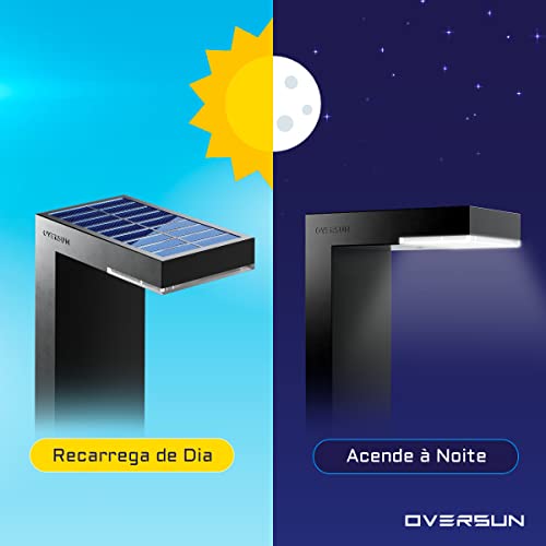 Luminaria Poste Solar Jardim Balizador 1000lm 50cm 12h Refletor Luz Led Potente Holofote Branco Frio