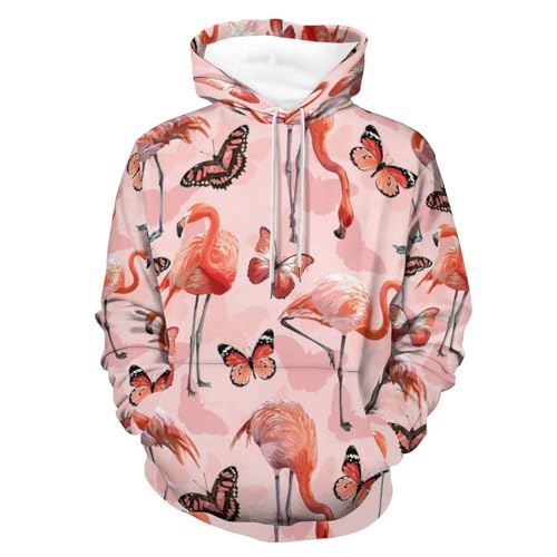 Sweat à Capuche Flamant Papillon Idéal pour Vos Sorties Casual