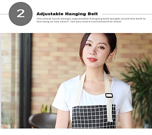 AARainbow 2Pcs Cotton Adjustable Apron with Pockets bib Apron for Women Cute Chef Cooking Aprons for Teen Girls,Black&Gray