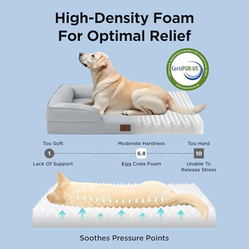 Image of Bedsure L Plus Cooling Dog Bed for Large Dogs - Orthopedic Dog Cat Cooling Bed Washable, Big Comfort Dogs Couch Sofa with Waterproof Removable Cover, Pet Bed with Nonskid Bottom, Cooling Grey, 38 inch