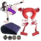 BDSM Restraint Toy red 8 Pieces, Handcuffs, Ankles, Cuffs, Clips, Ball gauges, mask, Rope, Leather, Restraint Set, SM Beginner Role-Playing Toy, BDSM Set Sweater Yoga UN/1