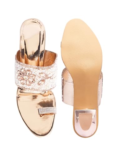 Image of TRYME Fancy Embroidery Kitten Heel Sandal Stylish Embellished Wedding Footwear Sandals For Women & Girls