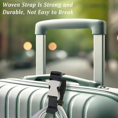 Image of Add-A-Bag Luggage Strap Gripper - Adjustable Suitcase Belt for Carrying Extra Bags, Travel Accessories, Hands-Free Travel, Black