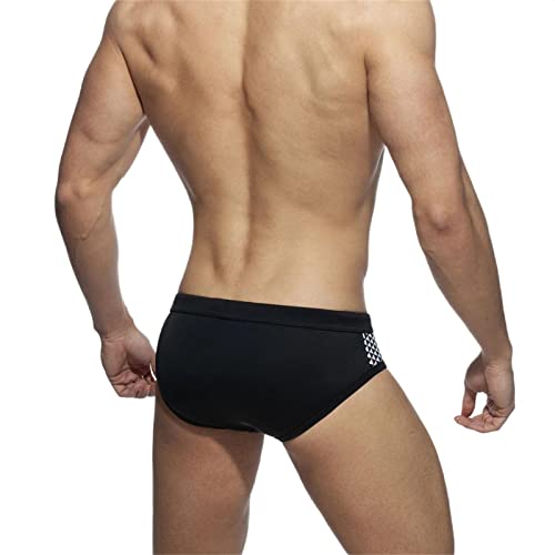 Bañador slip hombre negro de diseño simple con opción de esponja para playa 5