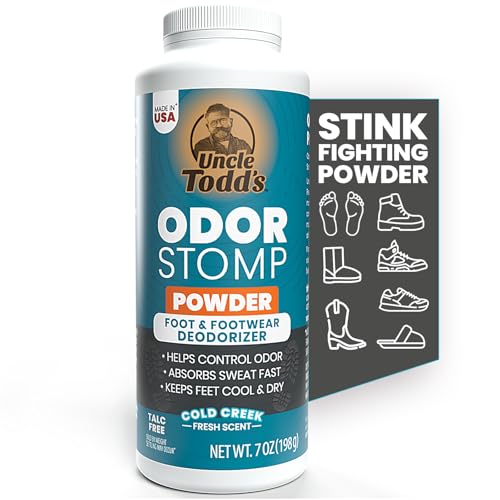 Uncle Todd's 3-in-1 Foot Powder - Controls Sweat, Removes Odor & Keeps Feet Cool - Talc-Free Shoe Deodorizer (7oz) - Fast Acting Foot Powder for Smelly feet for Men, Women, Athletes - Made in USA
