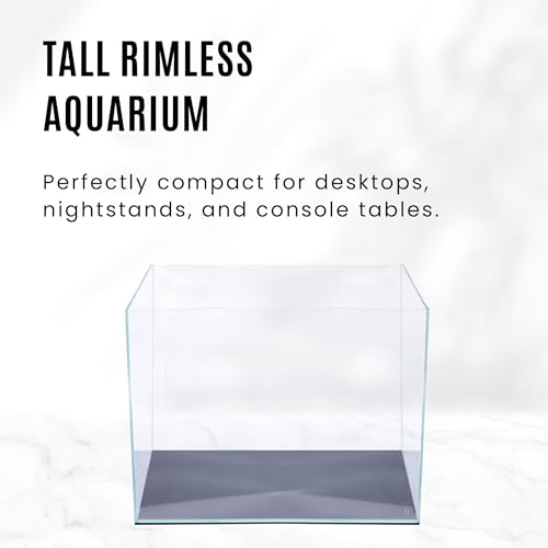 Image of Ultum Nature Systems Ultra Clear Rimless Aquarium - Low Iron Glass Fish Tank with 45 Mitered Edges, 5mm-12mm Thick, Leveling Mat Included (3T, Tall, 3.4 Gallon)