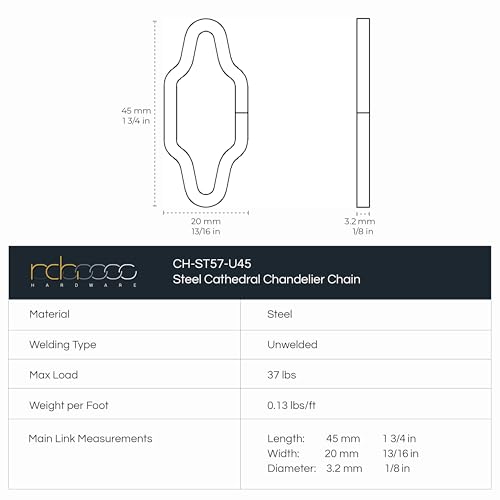 Image of RCH Hardware CH-S57-33-CO Steel Chandelier Chain, Copper (1 Foot)