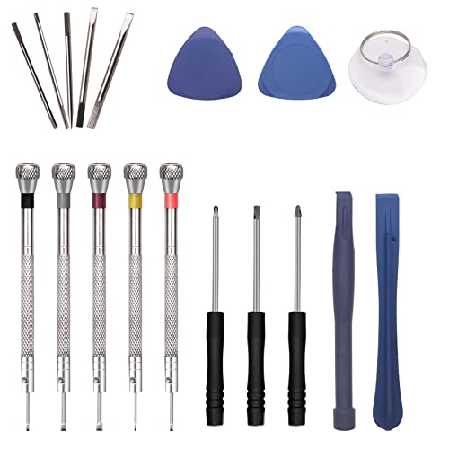 Svalor 13 in 1 Uhrmacher Schraubendreher Set, Professionelles Mini Schraubenzieher, Handy Reparatur Werkzeug Set mit Ersatzklingen und Drehbaren Köpfen für Uhren Brillen Smartphones Laptops Cover
