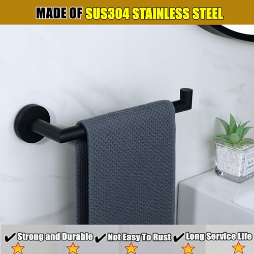 Black Wall Mounted Stainless Steel Towel Holder for Bathroom