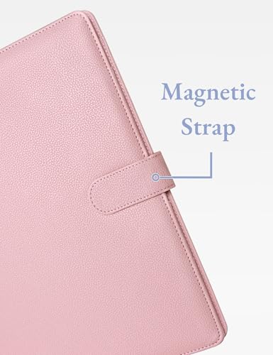 Image of Mymazn Padfolio Portfolio Folder, Faux Leather Interview Resume Folder with Document Organizer & Business Card Holder, Letter-Sized Notepad Legal Pad Holder for Men Women (Pink)