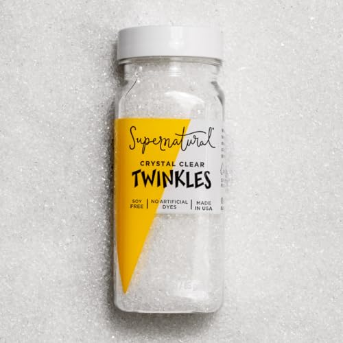 Image of Supernatural Twinkles White Sanding Sugar Sprinkles, Crystal Clear, Non-GMO, Vegan, 3oz, Made in USA